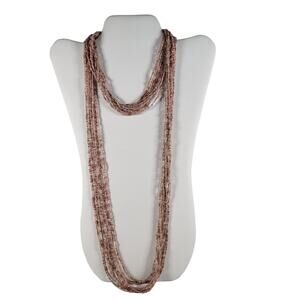 48" Long Tan Bronze Seed Bead Necklace Boho Multistrand India Handmade NEW